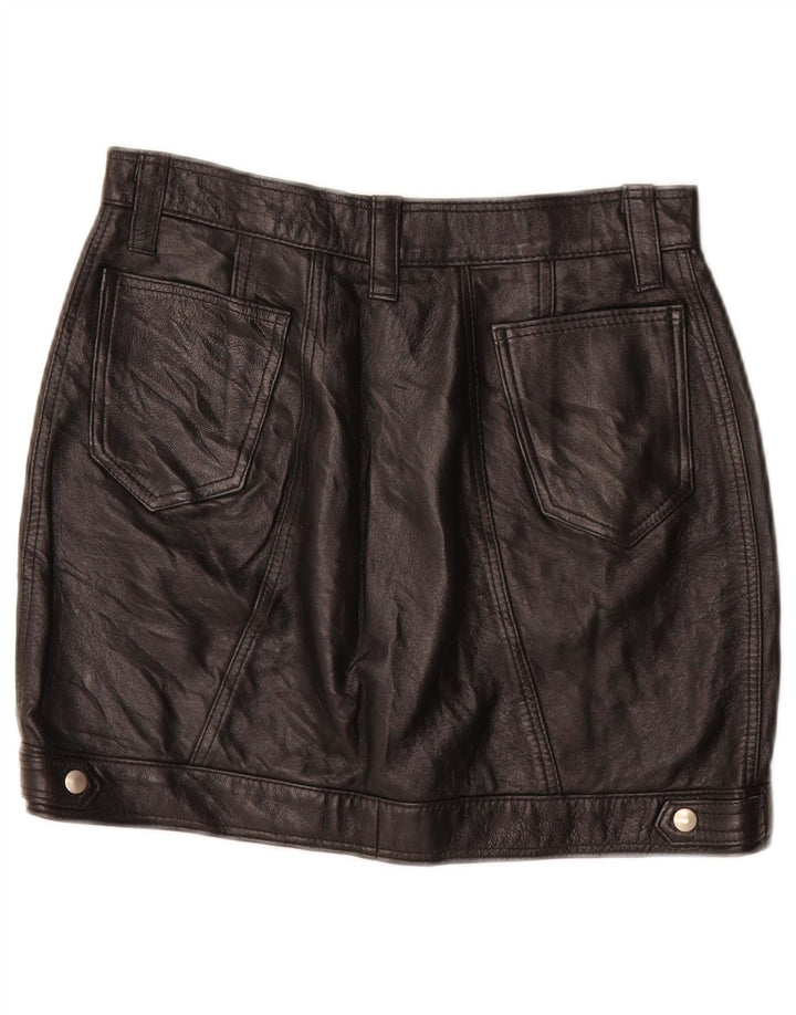 Vintage Damen Mini Lederrock W26 Small Schwarz