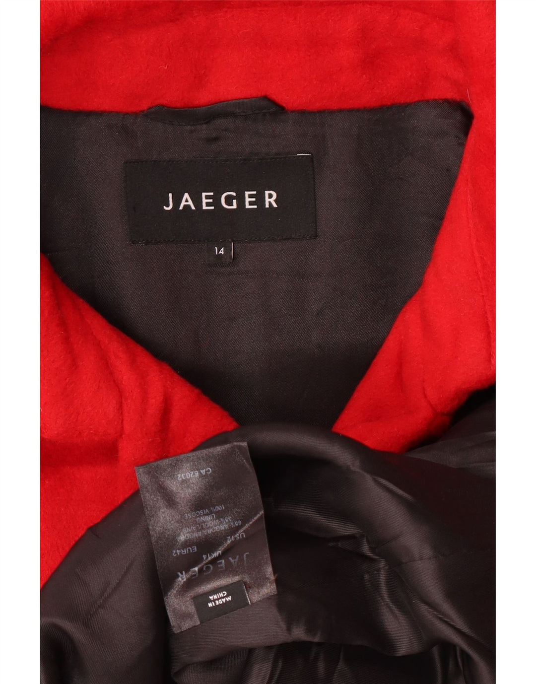 Jaeger Damen Übergroßer zweireihiger Mantel UK 14 Large Red Angora