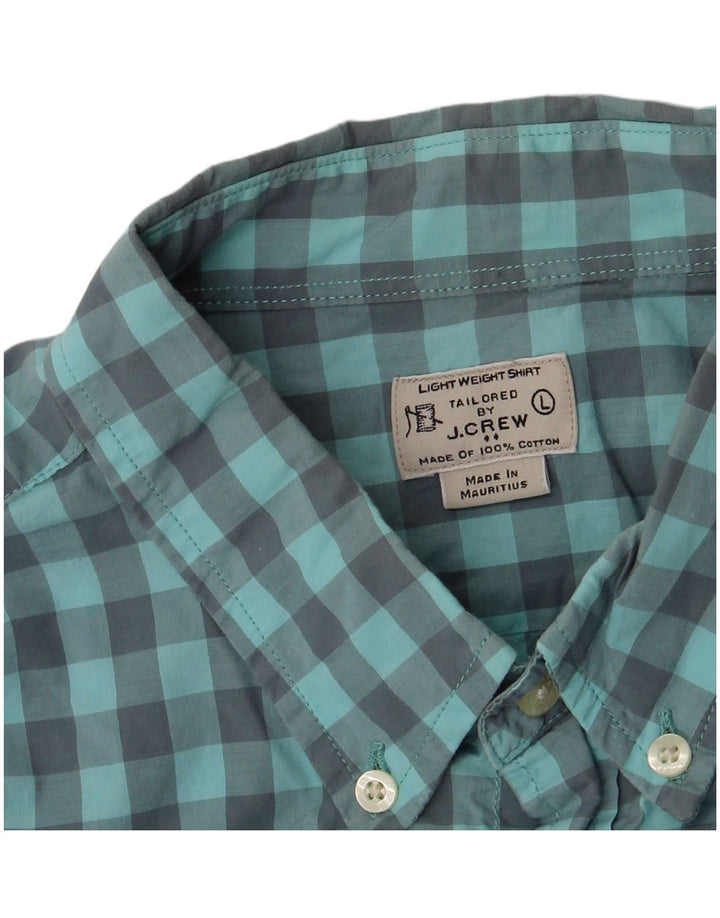 J. Crew Herrenhemd, groß, blau, Gingham-Baumwolle