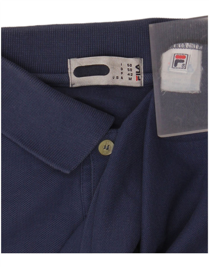 FILA Herren Langarm-Poloshirt IT 50 mittelblaue Baumwolle