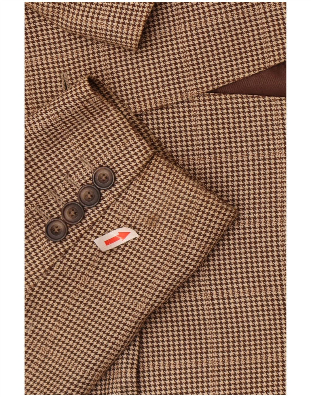 Aquascutum Herren-Blazer mit 2 Knöpfen, UK 42, XL, braune Wolle mit Hahnentrittmuster