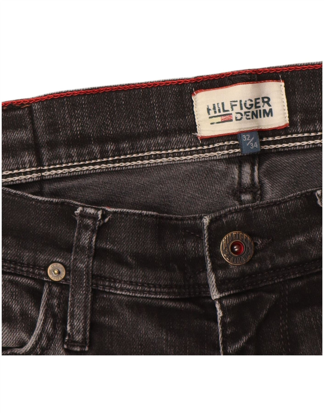 Tommy Hilfiger Herren Slim Jeans W32 L34 Schwarze Baumwolle