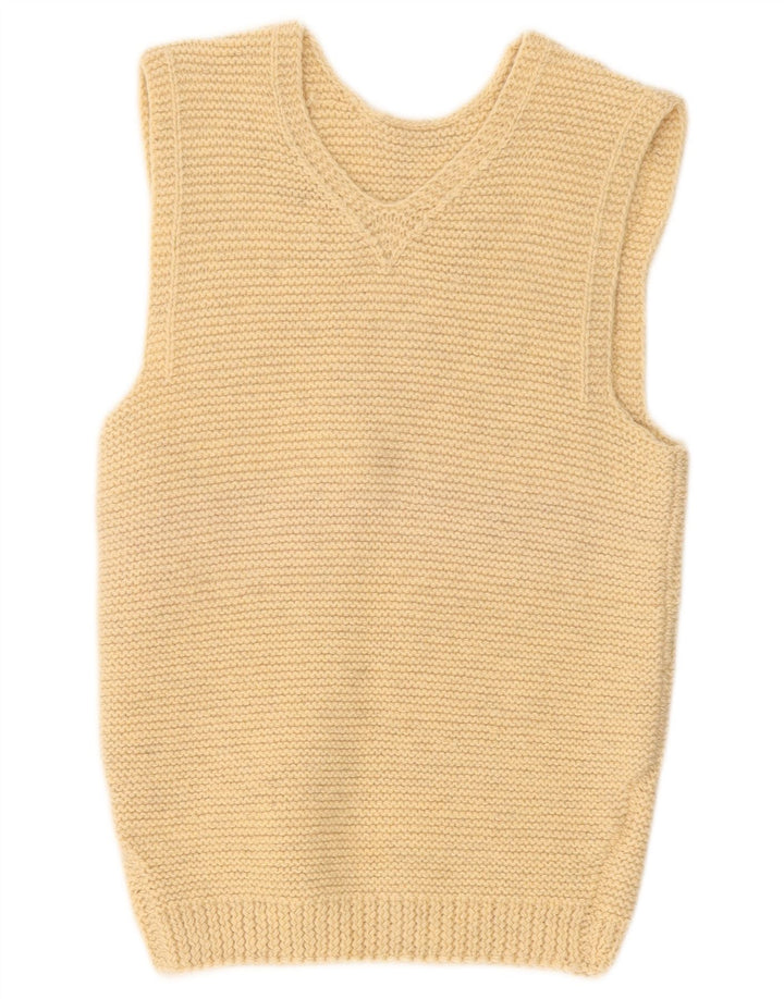 Vintage Damen Weste Tank Top UK 12 Medium Beige