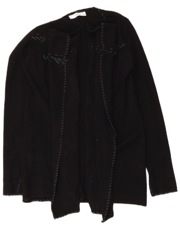 Zara Damen Asymmetrischer offener Cardigan-Pullover UK 10 Small Schwarz Polyester