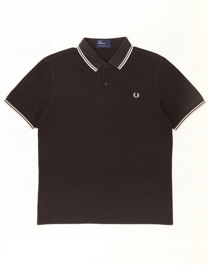 Fred Perry Herren-Poloshirt, groß, schwarz gestreift, Baumwolle