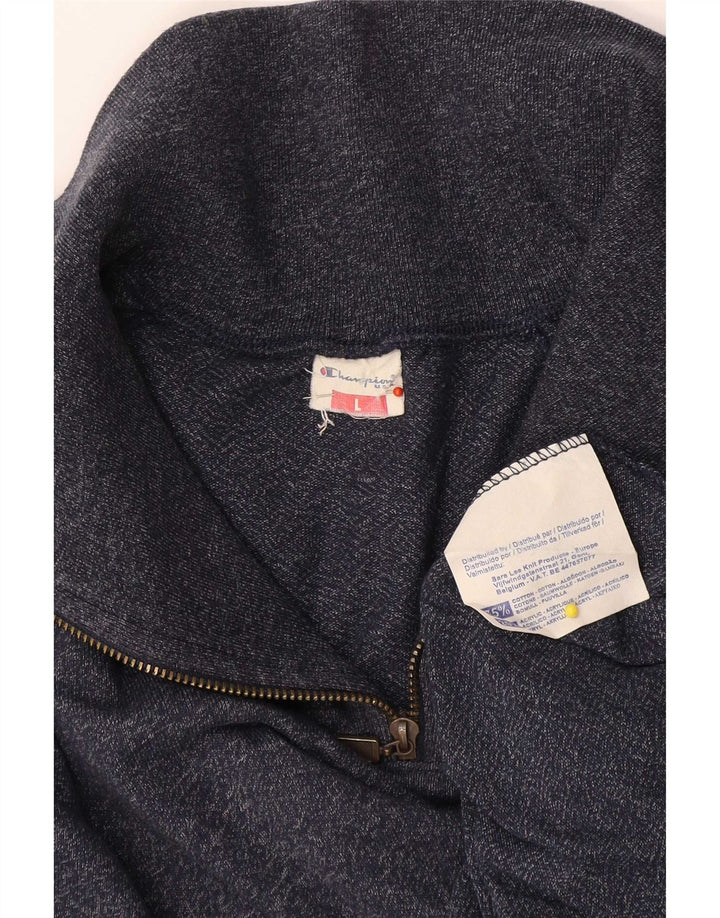Champion Herren-Oberteil mit Reißverschluss und Grafik, langärmlig, groß, Marineblau meliert