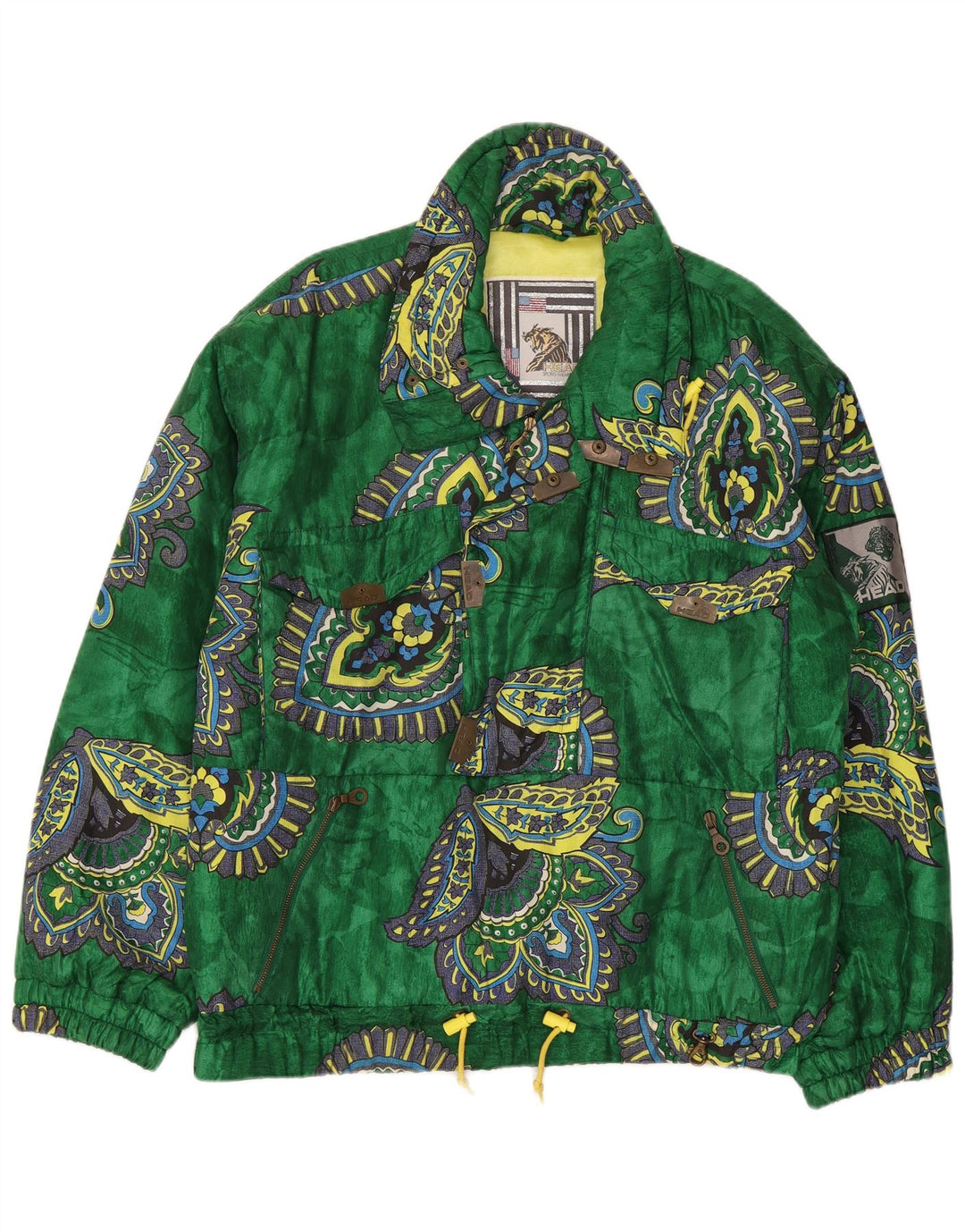 HEAD Herren Graphic Anorak Jacke UK 40 Large Green Paisley