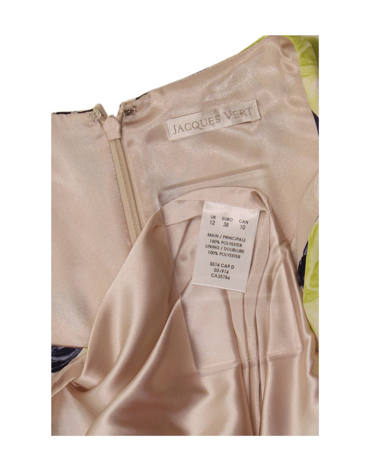 JACQUES VERT Kurzärmliges Etuikleid für Damen UK 12 Mittelbeige mit Blumenmuster