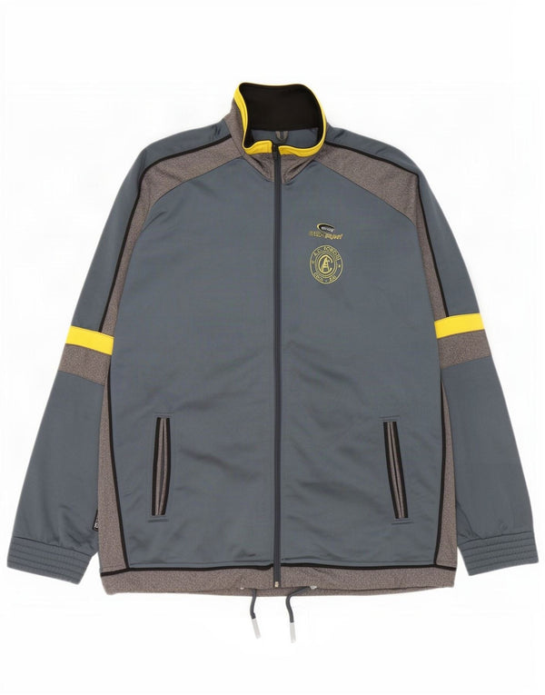 Brugi Herren-Trainingsanzugoberteil mit Grafik, XL, graues Farbblock-Polyester