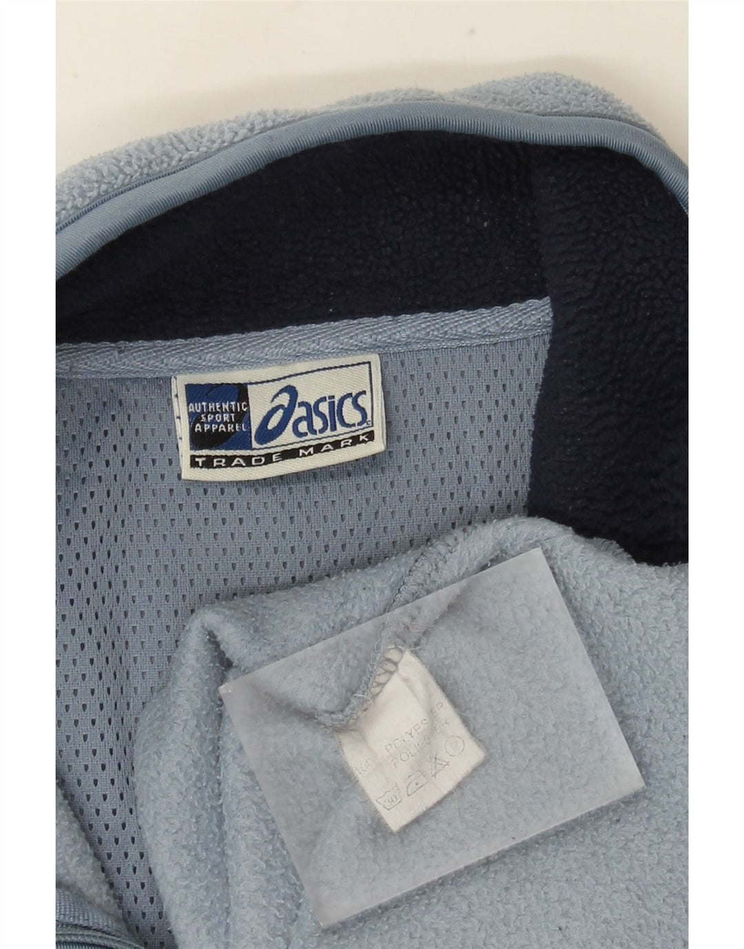ASICS Herren-Fleecepullover mit Reißverschluss am Hals, großes, blaues Polyester