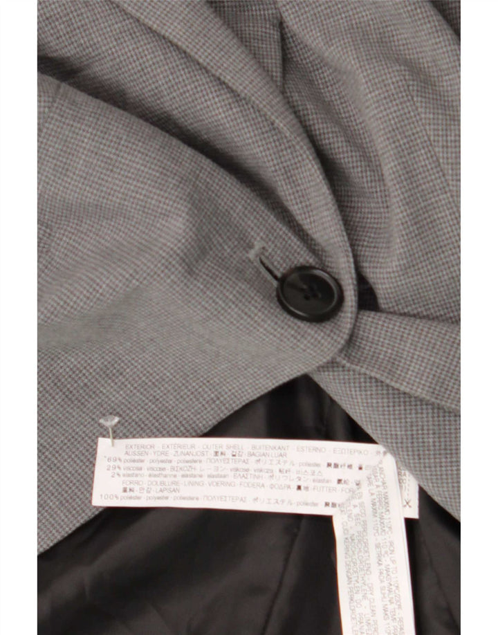 Zara Damen-Blazerjacke mit 1 Knopf, EU 42, großes graues Hahnentritt-Polyester