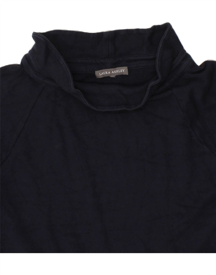 LAURA ASHLEY Womens 3/4 Sleeve Sweatshirt Jumper UK 14 Medium Navy Blue Vintage Laura Ashley and Second-Hand Laura Ashley from Messina Hembry 
