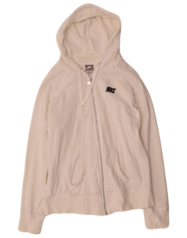 Nike Damen Zip Hoodie Pullover US 12/14 Große weiße Baumwolle