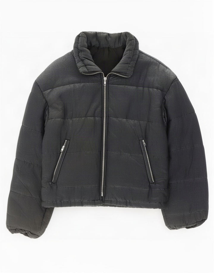 Vintage Damen Wattierte Jacke UK 14 Large Schwarz