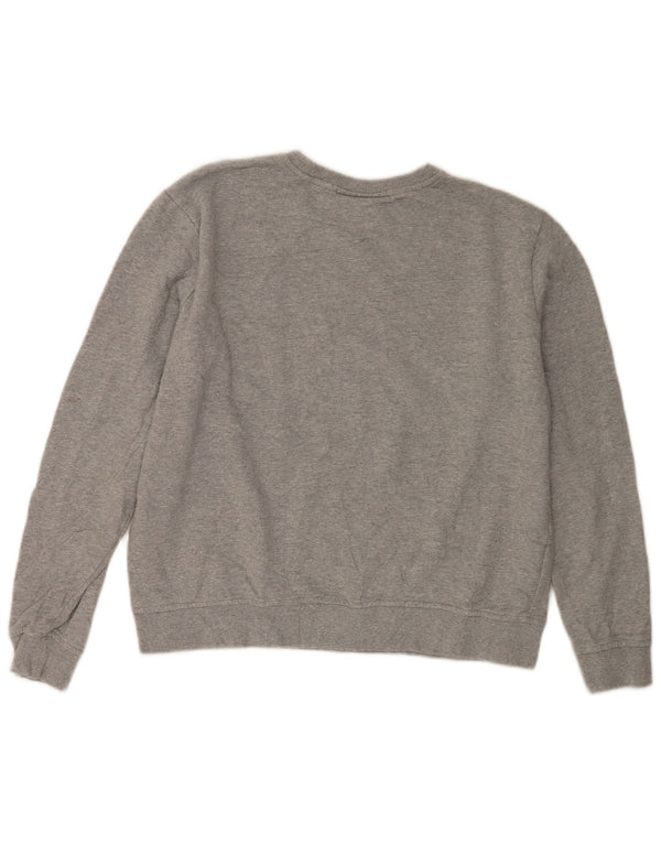 Fila Damen Crop Sweatshirt Pullover UK 16 Große grau gefleckte Baumwolle
