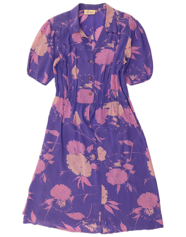 Albinea Damen-A-Linien-Kleid, Gr. 46, Größe L, Lila, Blumenmuster, Acetat