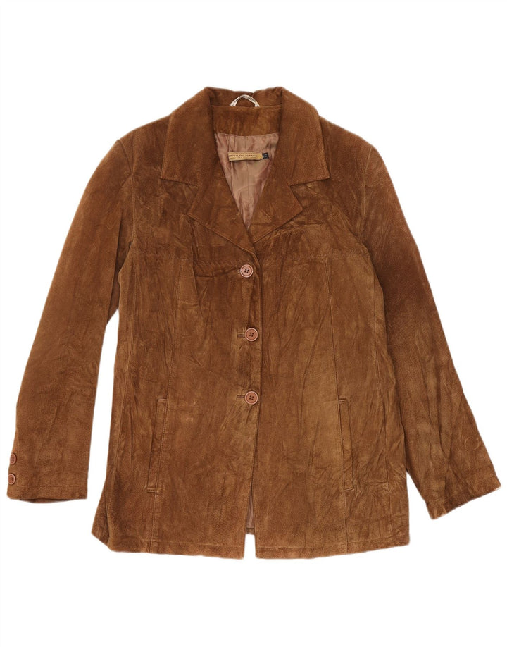 Privilegi Damen-Blazer aus Wildleder, IT 44, mittelbraunes Leder