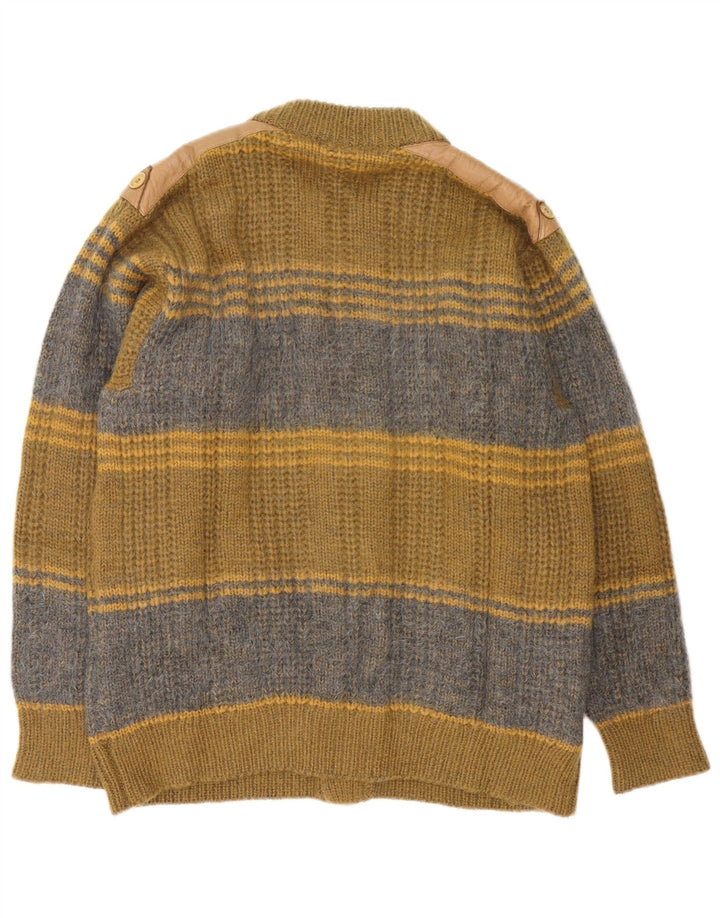 Schiatti&Co Herren-Cardigan-Pullover Mittelgrüner Colourblock-Mohair