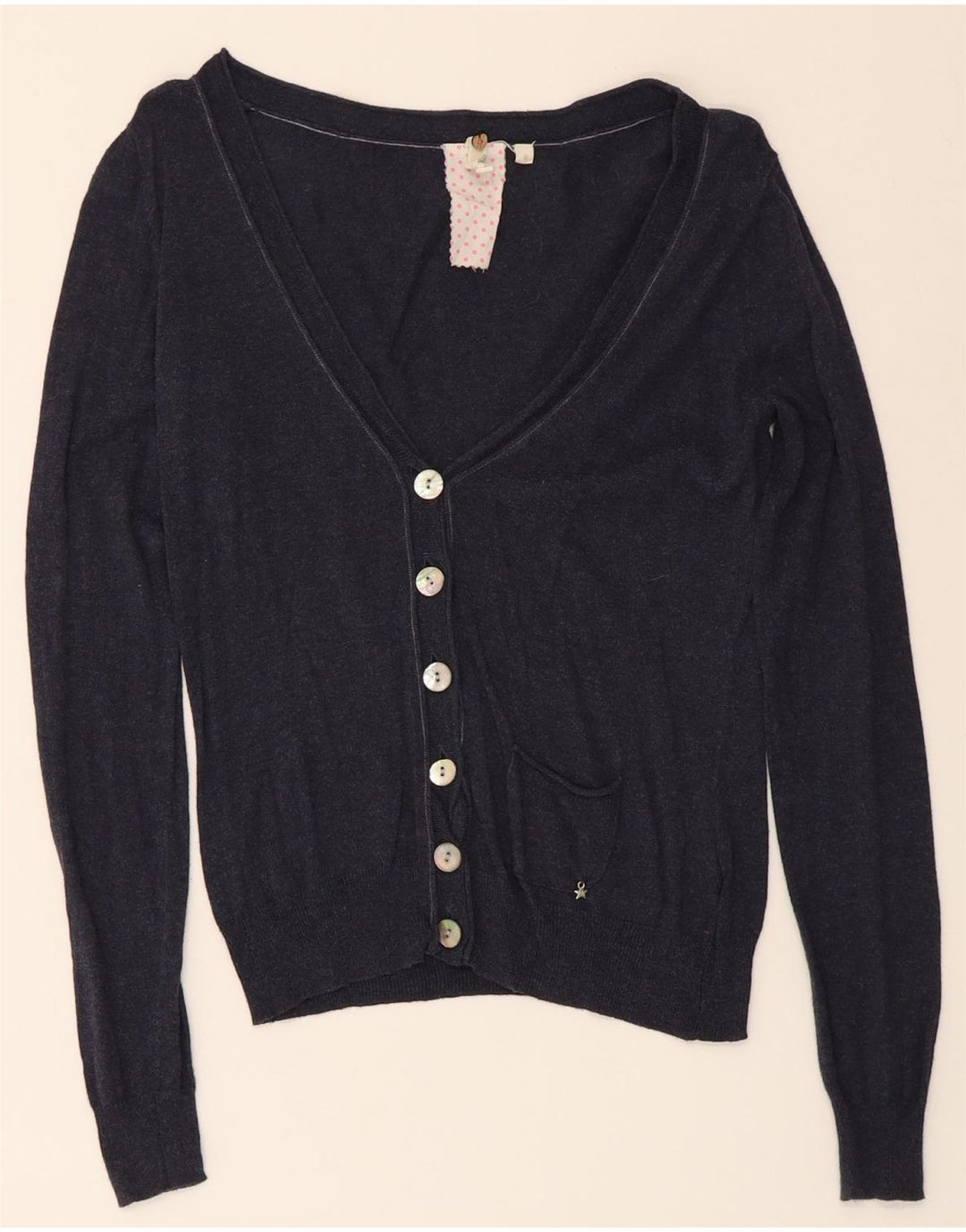WHITE STUFF Womens Crop Cardigan Sweater UK 8 Small Navy Blue Vintage White Stuff and Second-Hand White Stuff from Messina Hembry 