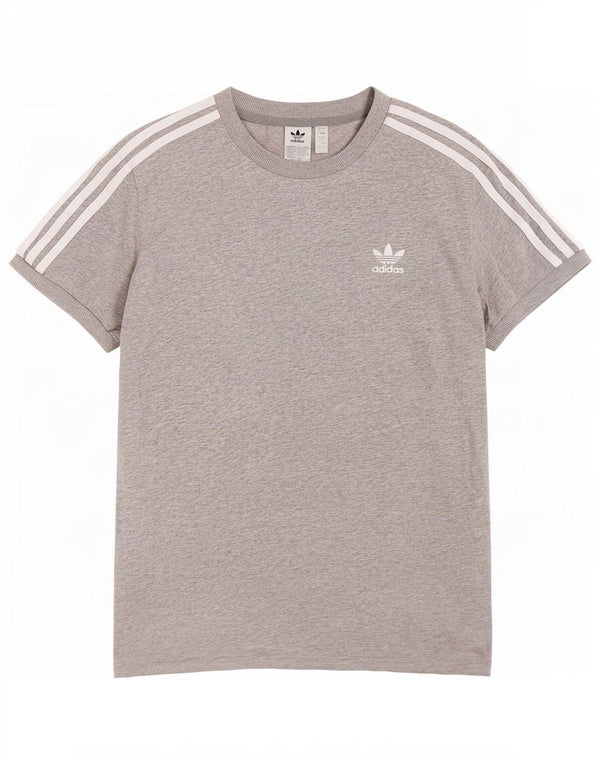 Adidas Damen T-Shirt Top UK 12 Mittelgraue Baumwolle