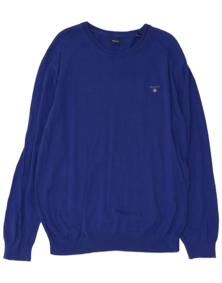 GANT Herren-Pullover mit U-Boot-Ausschnitt, XL, blaue Baumwolle