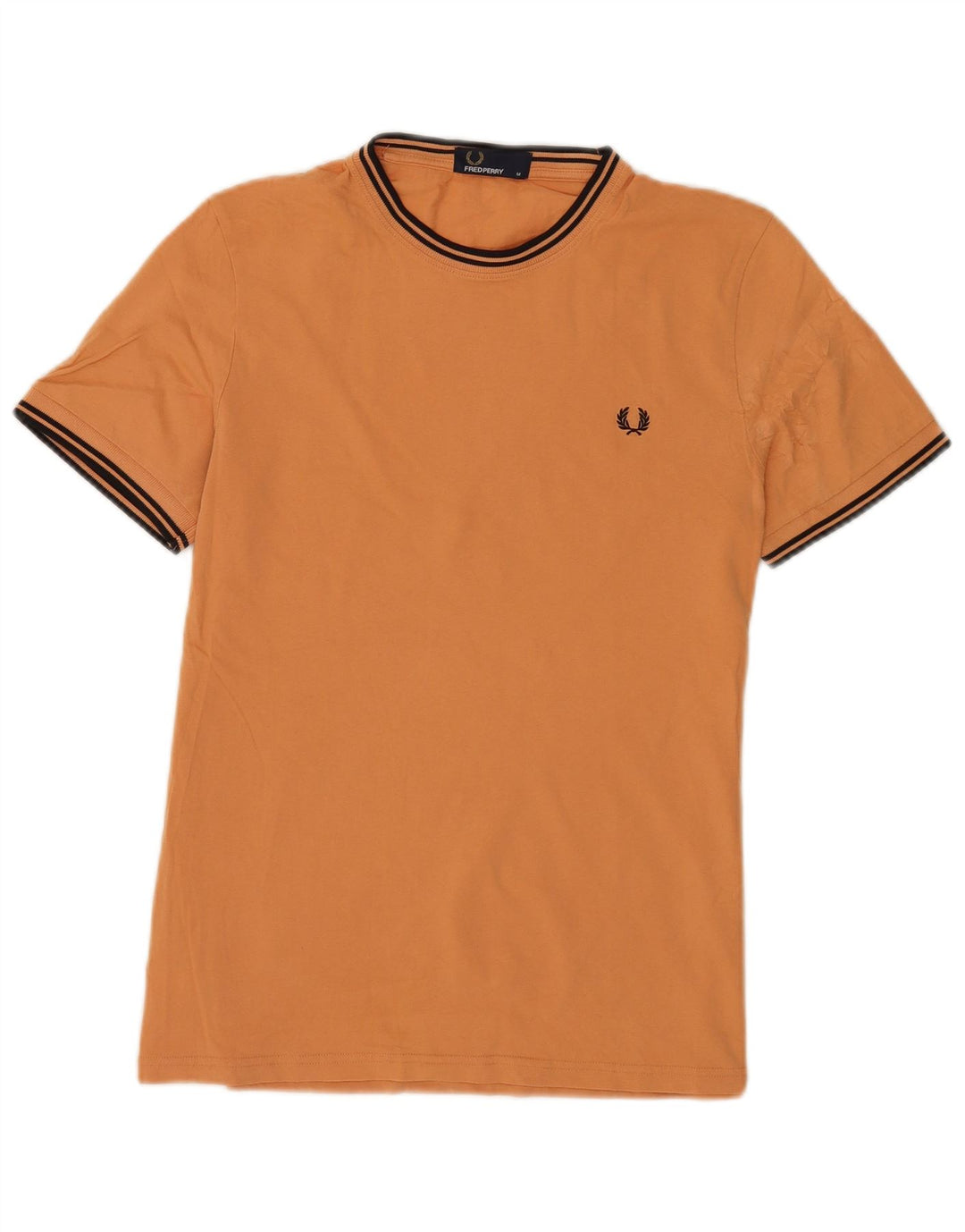 Fred Perry Herren-T-Shirt-Oberteil aus mittelorange gestreifter Baumwolle