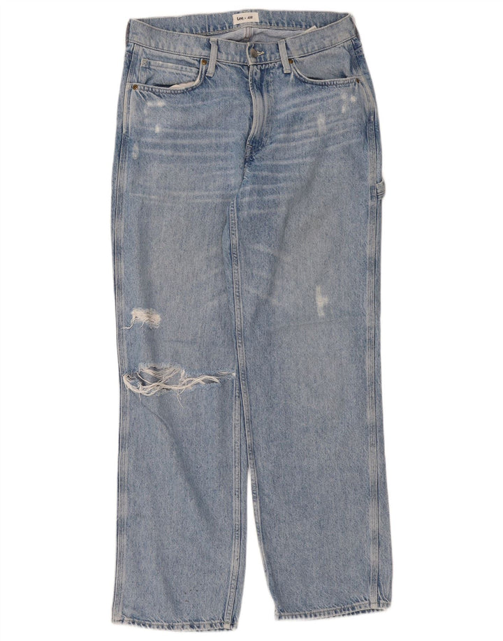 LEE Damen von H&M Distressed Straight Jeans US 6 Medium W32 L30 Blau