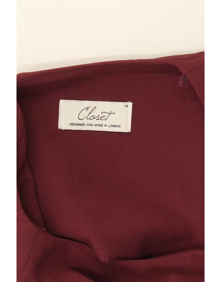 CLOSET Womens Sleeveless Bodycon Dress UK 14 Medium Maroon Polyester Vintage CLOSET and Second-Hand CLOSET from Messina Hembry 
