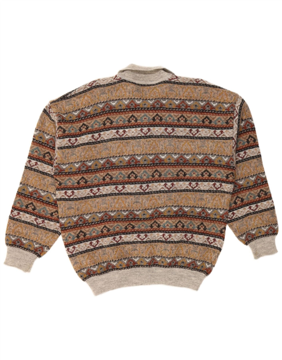 VINTAGE Herren-Pullover mit Rollkragen, IT 52, großes braunes Fair-Isle-Acryl