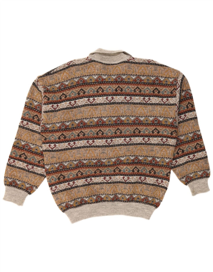VINTAGE Herren-Pullover mit Rollkragen, IT 52, großes braunes Fair-Isle-Acryl