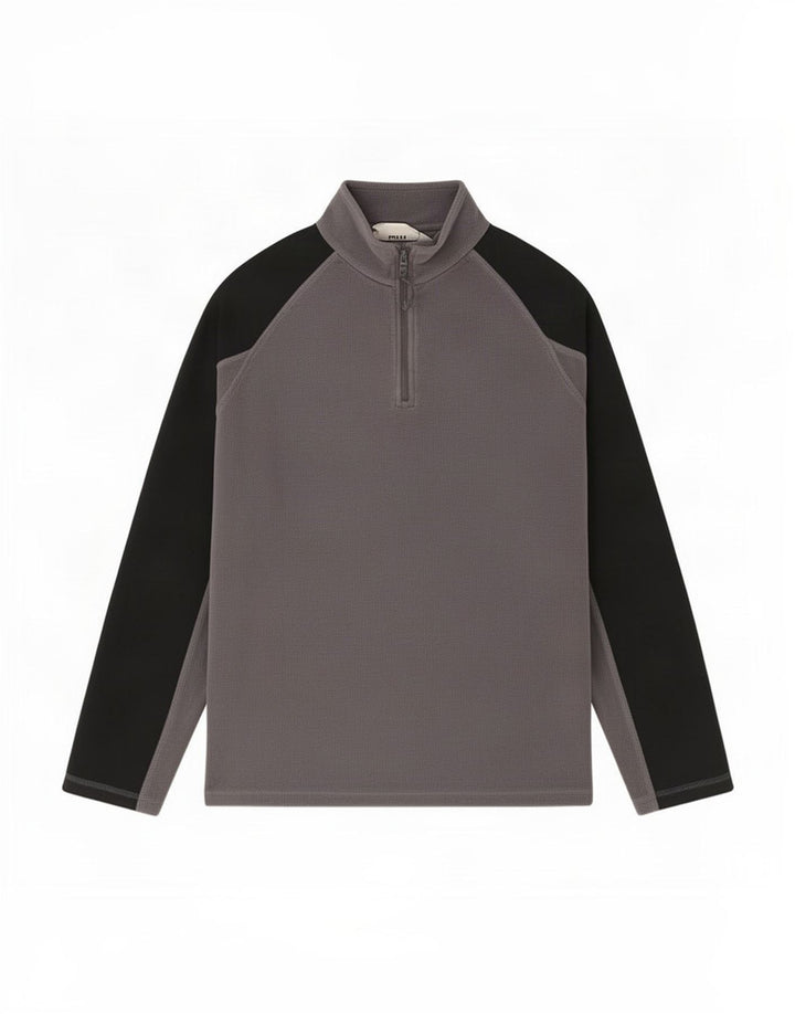 Mountain Warehouse Herren-Fleecepullover mit Reißverschluss am Kragen, Mittelgrau, Farbblock