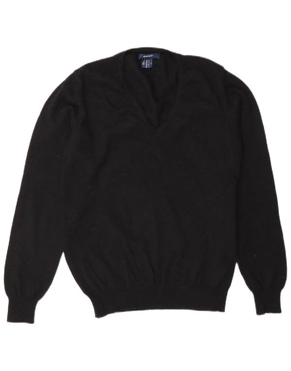 Gant Damen-Pullover mit V-Ausschnitt, UK 14, Größe L, schwarze Wolle
