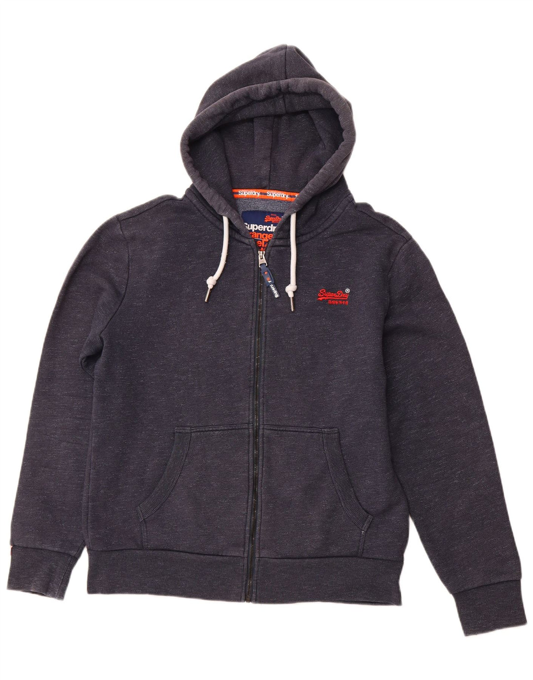 SUPERDRY Herren-Kapuzenpullover mit Reißverschluss, Größe 2XL, marineblau gesprenkelte Baumwolle