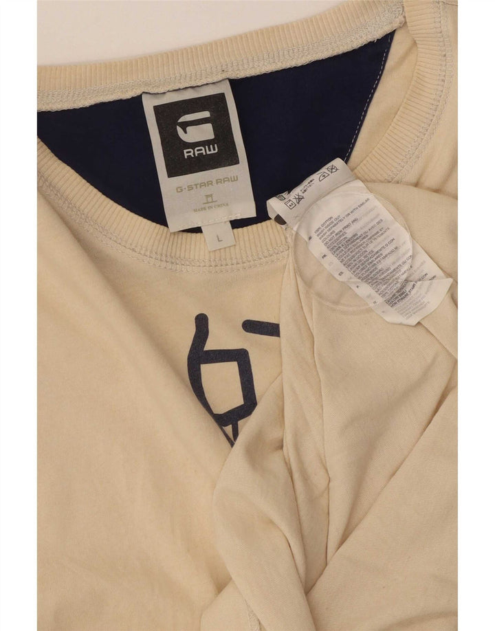 G-Star Herren Grafik T-Shirt Top Large Beige Baumwolle