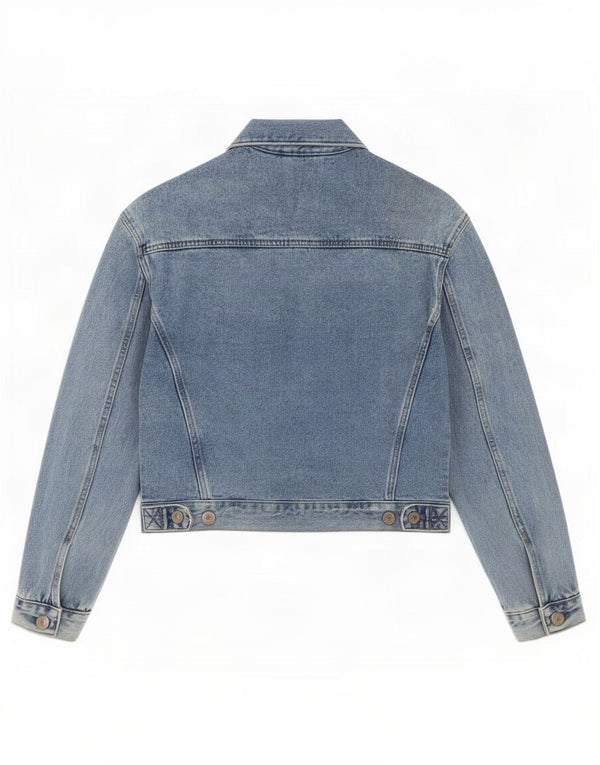 Zara Damen Crop Jeansjacke UK 6 XS Blaue Baumwolle