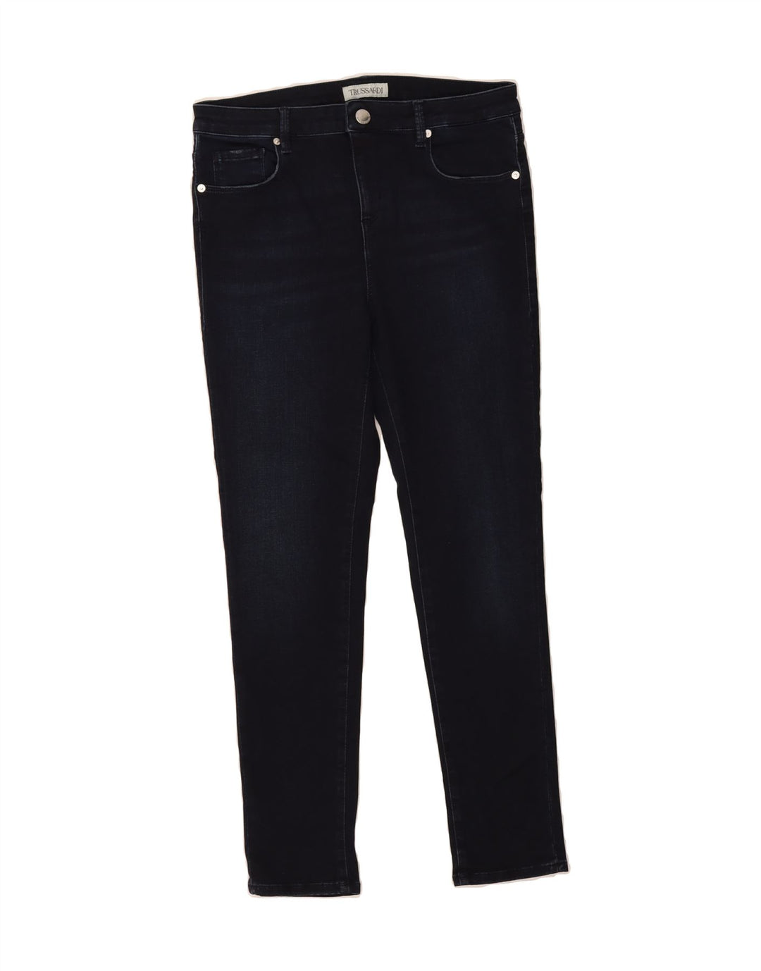 TRUSSARDI Womens Skinny Jeans W34 L28 Navy Blue Vintage Trussardi and Second-Hand Trussardi from Messina Hembry 