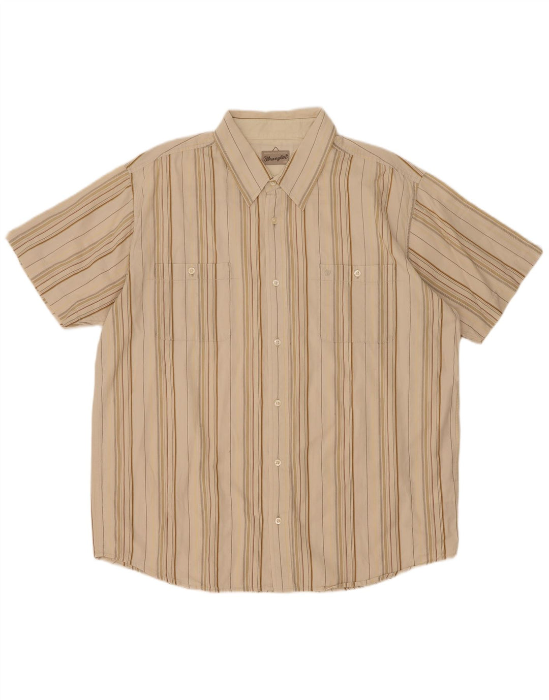 Wrangler Herren Kurzarmhemd 2XL Beige gestreift