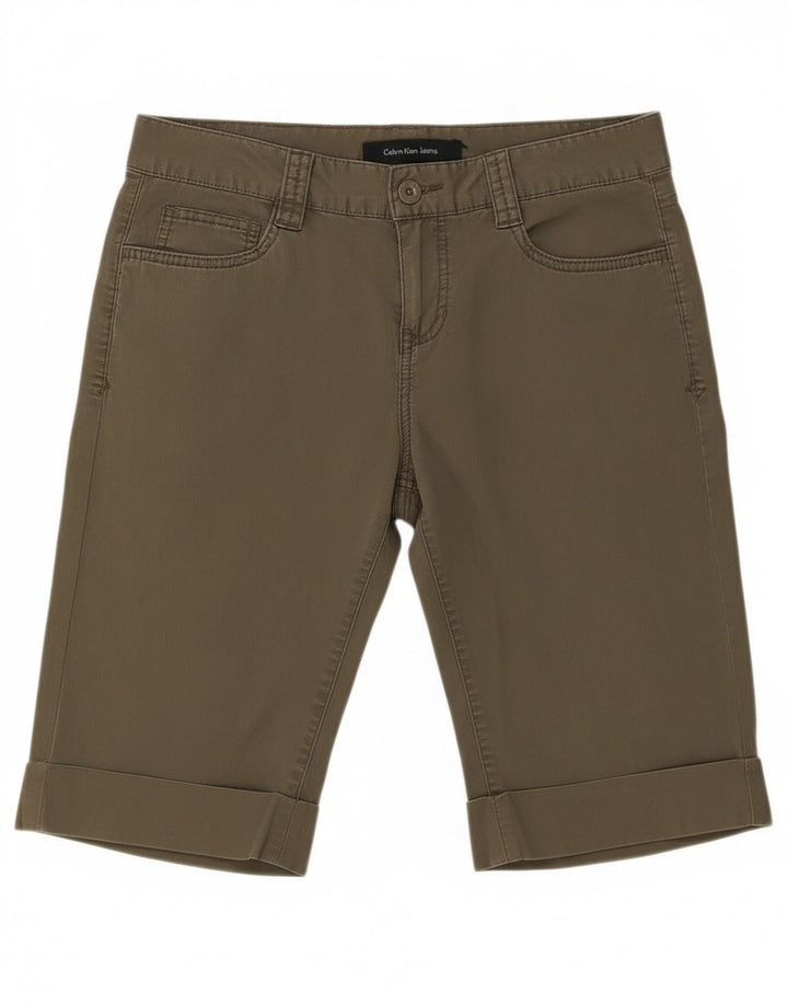 Calvin Klein Damen Bermudashorts US 8 Medium W30 Khaki Baumwolle