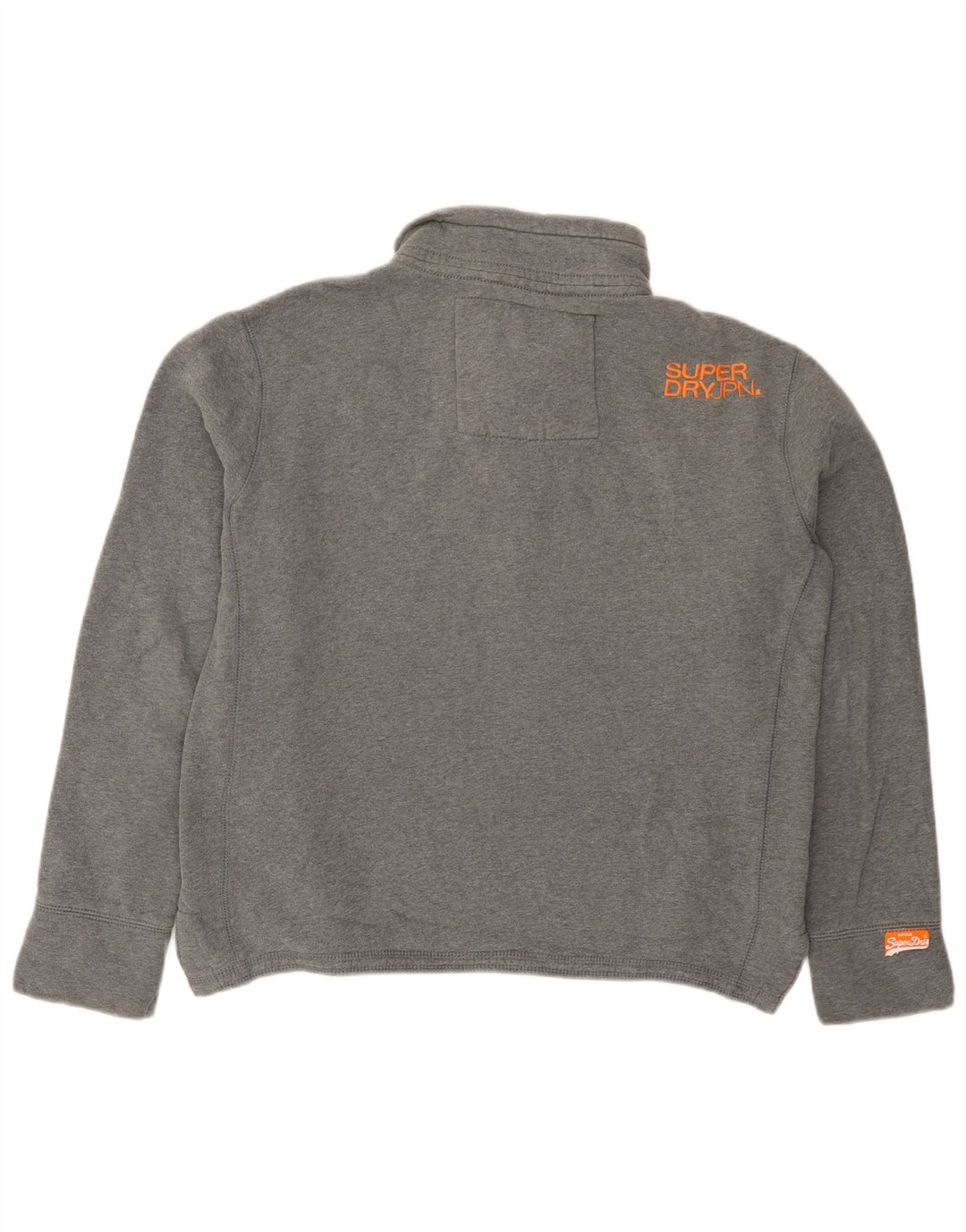 Superdry Herren-Sweatshirt mit Knopfkragen aus mittelgrauer Baumwolle