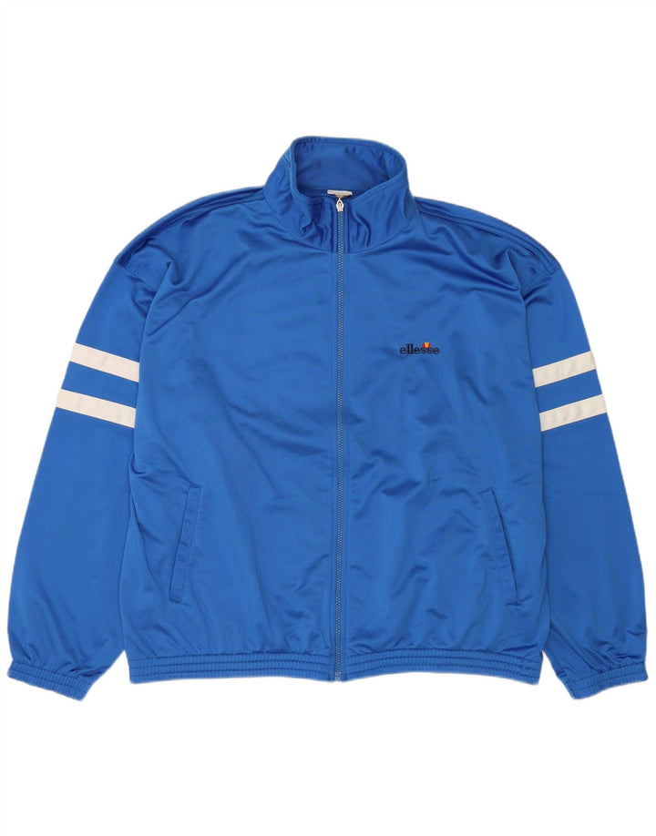 Ellesse Herren-Trainingsanzug-Oberteil, Jacke, XL, blaues Farbblock-Polyester