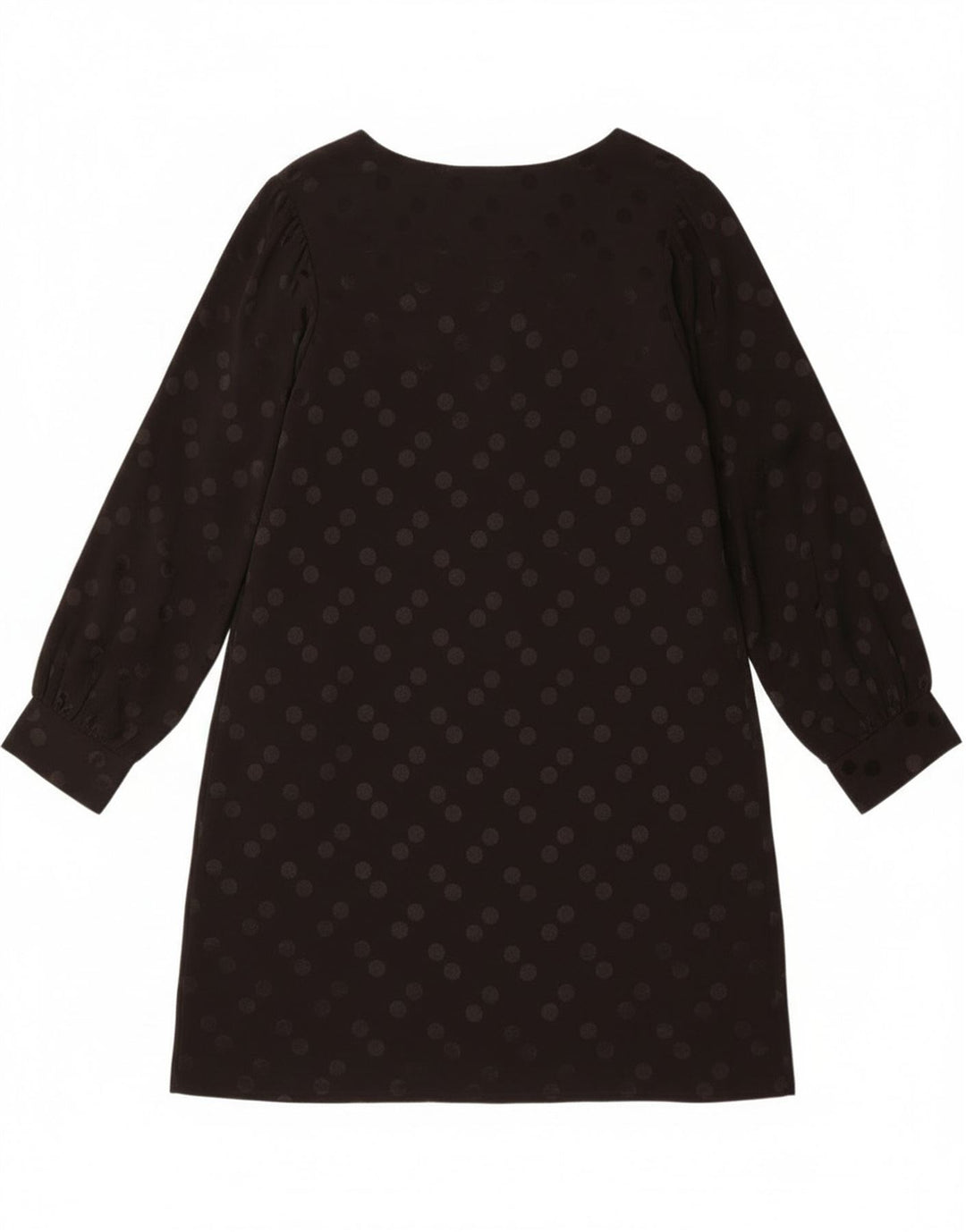 Vintage Damen Langarm-Etuikleid UK 14 Mittelschwarz gepunktete Viskose