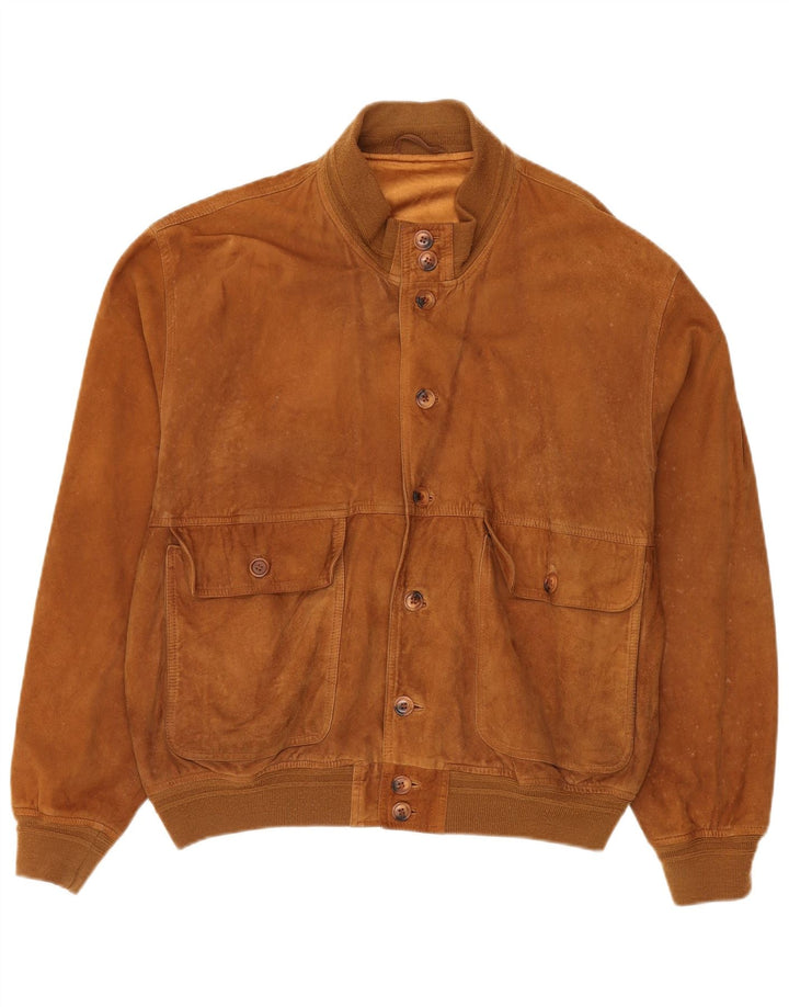 Vintage Herren Wildleder Bomberjacke IT 52 XL Braunes Leder