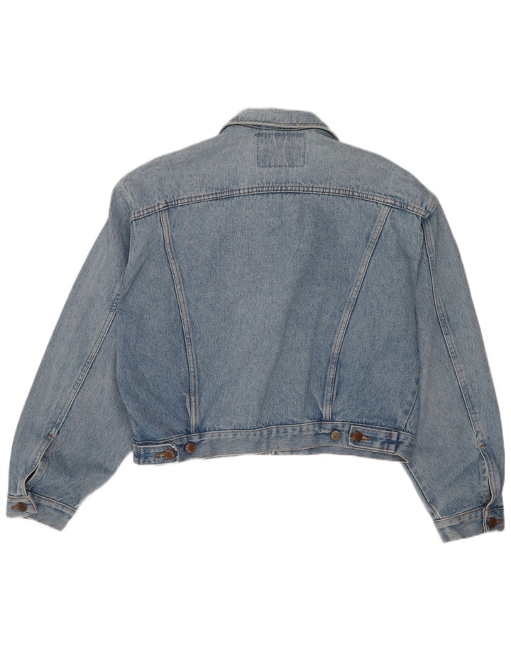 Wild Herren Crop Denim Jacke UK 38 Mittelblaue Baumwolle