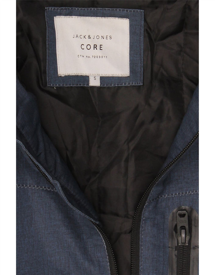 JACK & JONES Mens Hooded Windbreaker Jacket UK 36 Small Navy Blue Vintage Jack & Jones and Second-Hand Jack & Jones from Messina Hembry 