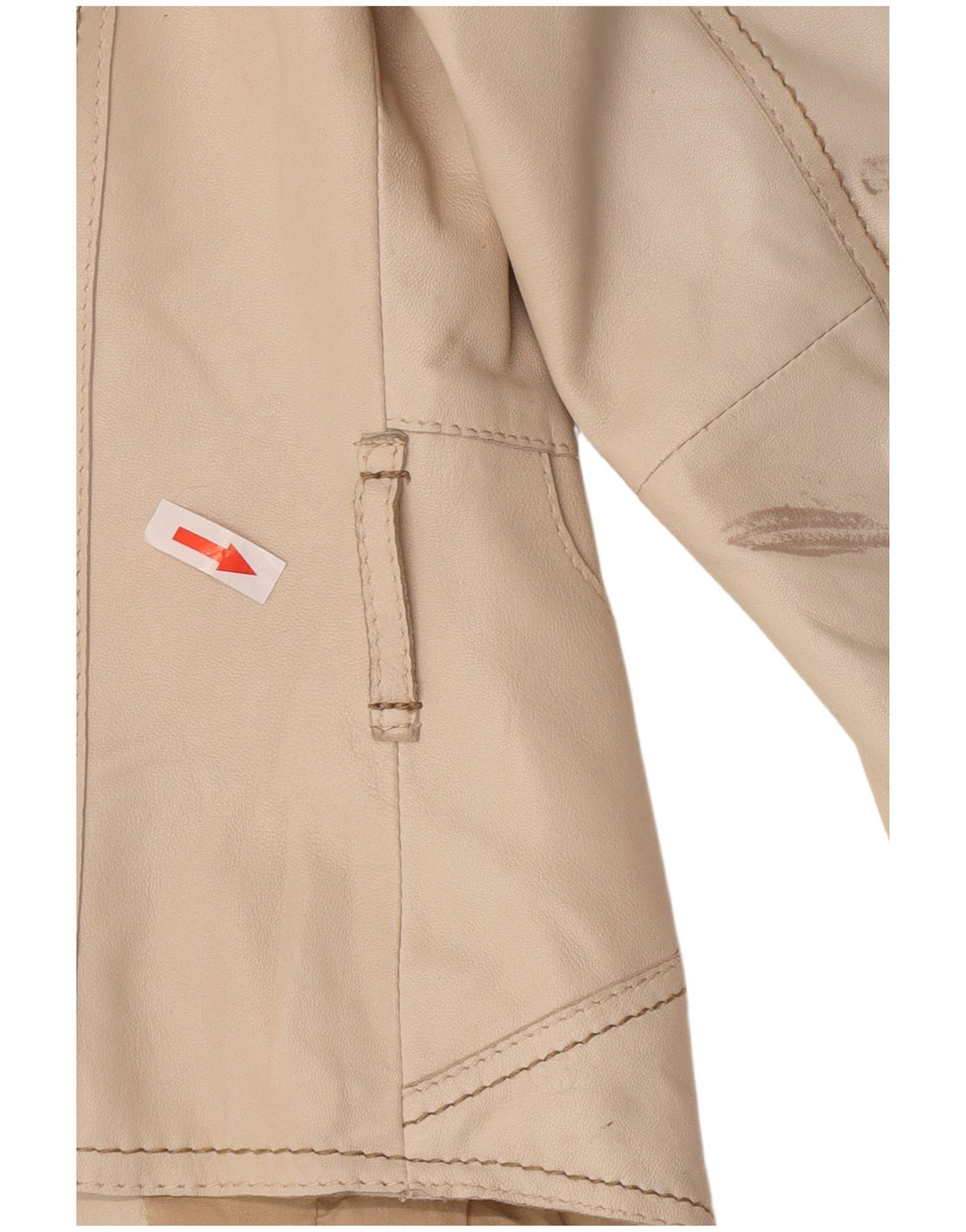 Vintage Damen Crop Leder Blazer Jacke UK 8 Small Beige