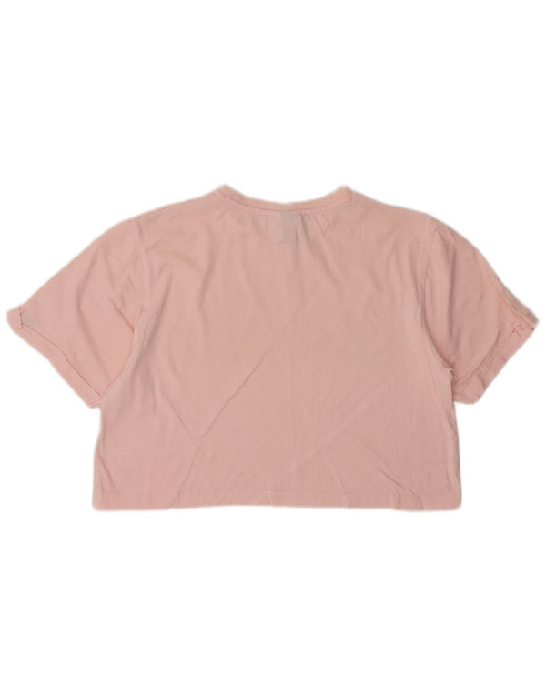 Ellesse Damen Crop Graphic T-Shirt Top UK 10 Small Pink