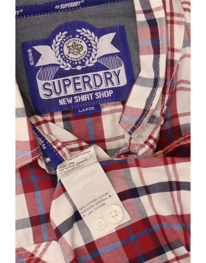 Superdry Herrenhemd aus Baumwolle, groß, rot kariert