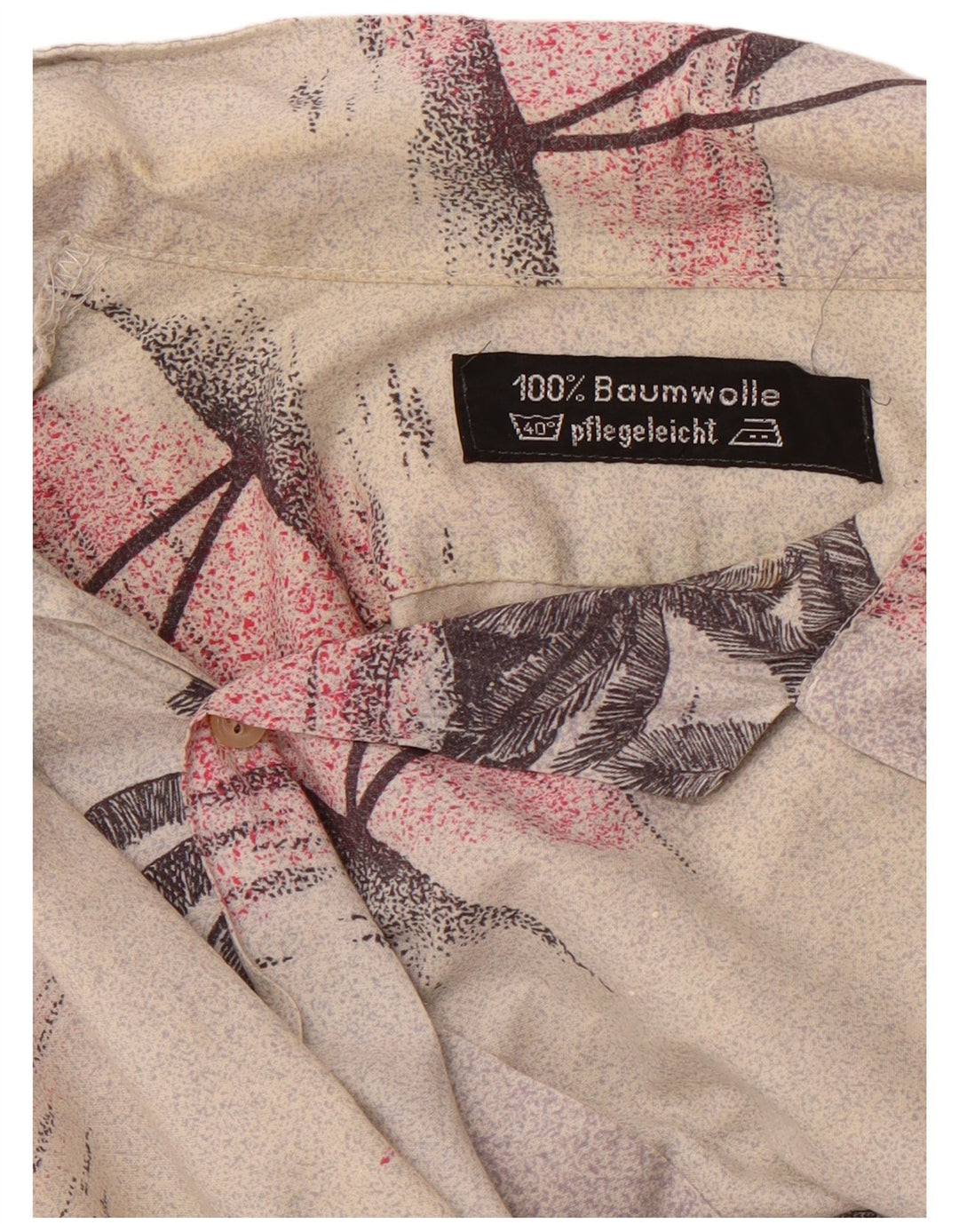 VINTAGE Hawaii-Kurzarmhemd für Herren, groß, beige, geblümte Baumwolle