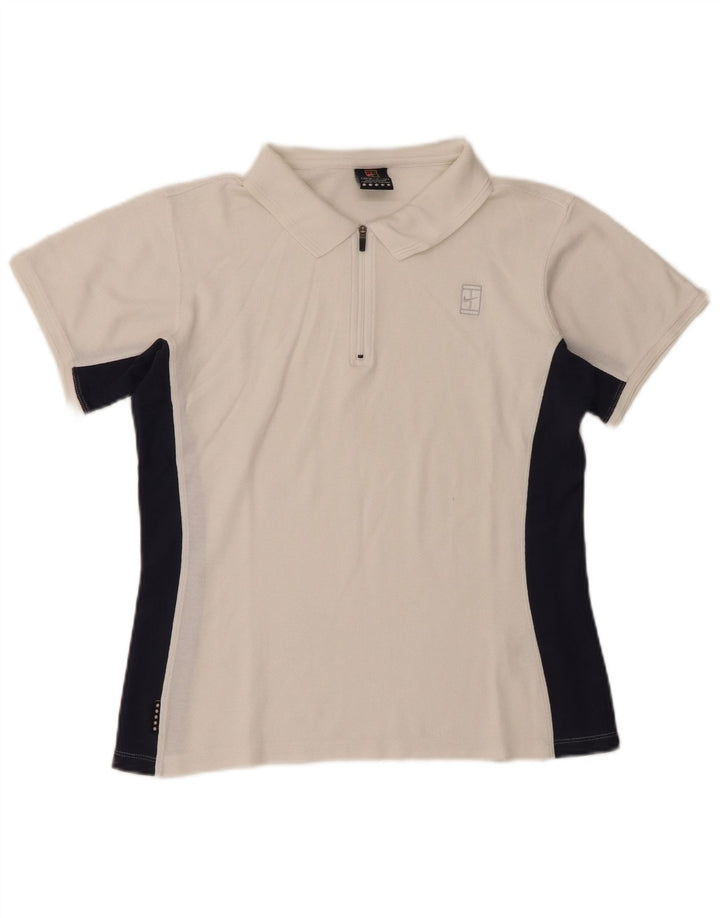 Nike Damen-Poloshirt US 4/6 Small Weiß Colourblock Baumwolle
