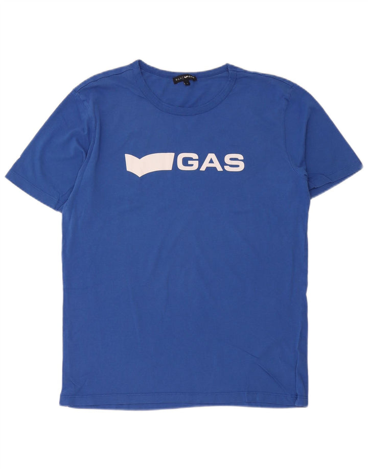 Gas Herren-T-Shirt mit Grafik, groß, aus blauer Baumwolle